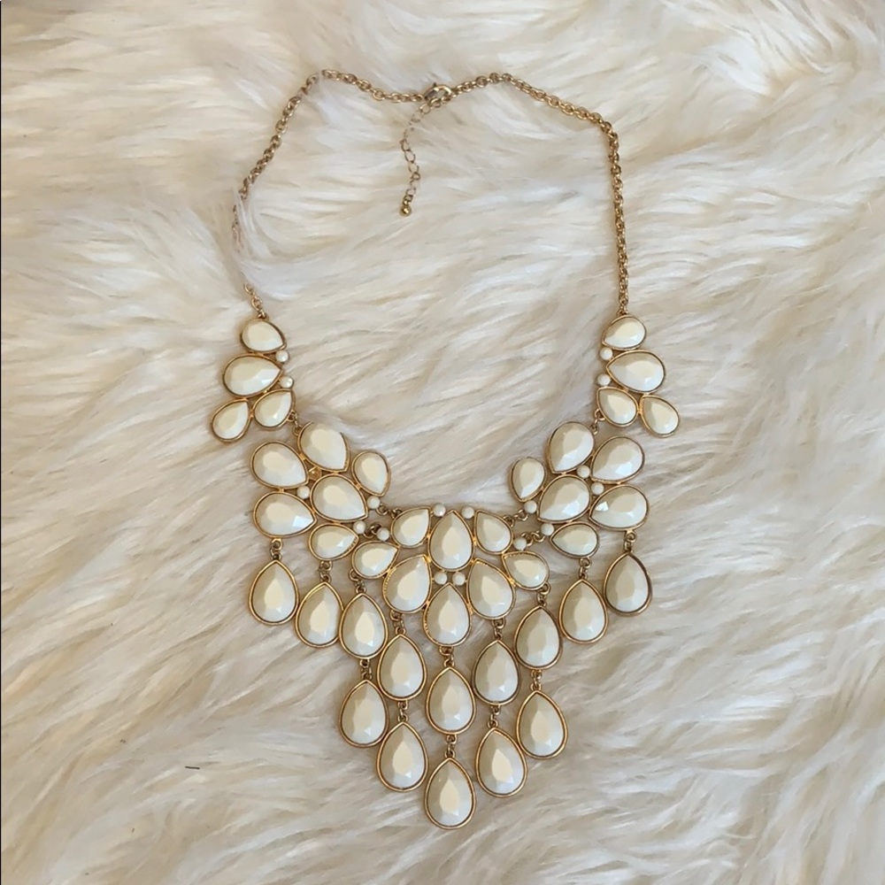 White & Gold Statement Necklace